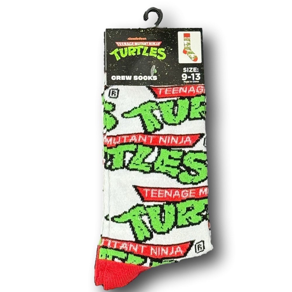 3/$20 Teenage Mutant Ninja Turtles Retro Logo Funny Novelty Crew Socks - NWT